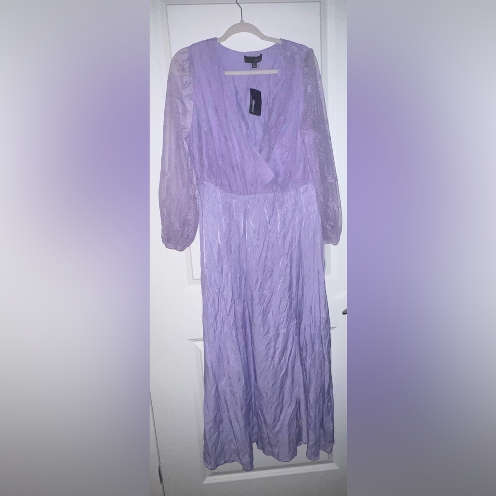 Suzanne Betro Purple Pleated Sundress with Bishop Sleeves